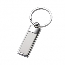 2 Tone Silver Metal Key Ring with a Matte Smaller Rectangle Inside a ...